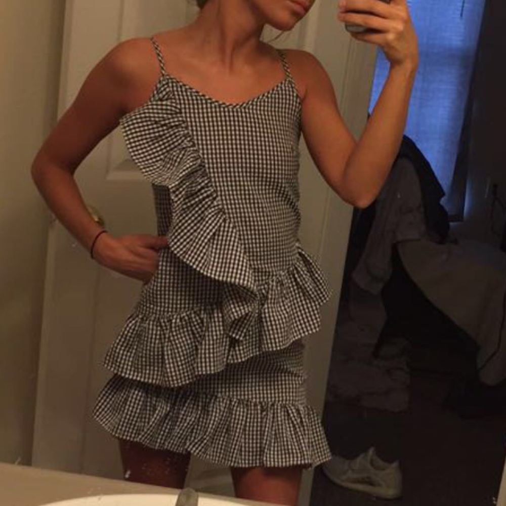 MISSGUIDED frill gingham mini dress